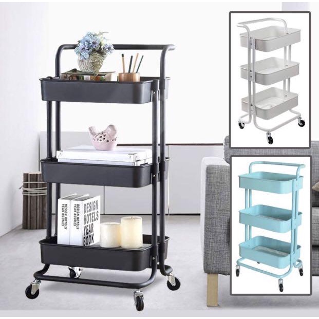 SF_ [100 Steel] 3 Tier Multifunctional Metal Trolley Storage Rack