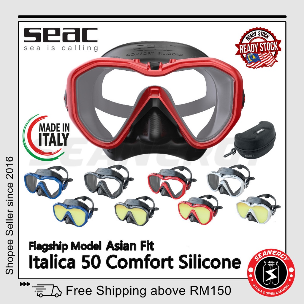 Seac Italica 50 Asian Fit Mask for Scuba Diving Snorkeling Free Diving
