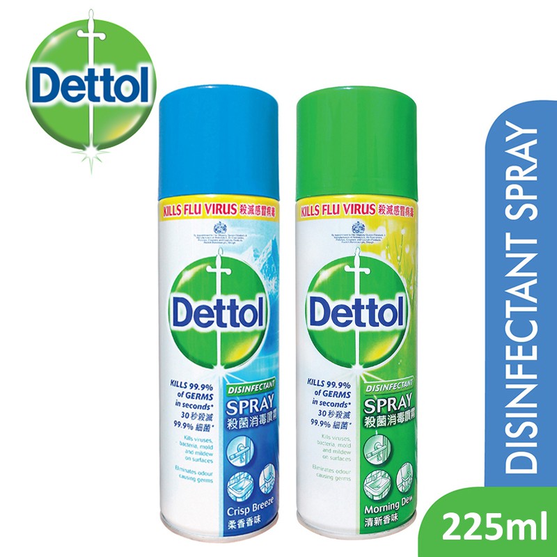 Dettol Disinfectant Spray 225ml (Crisp Breeze/Morning Dew) Shopee