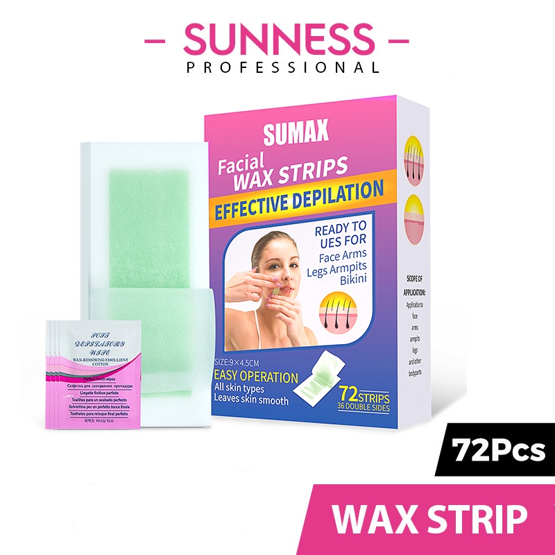 SUNNESS 72 Strips Small Wax Paper.Lip Wax Strips For Women.Hair Removal