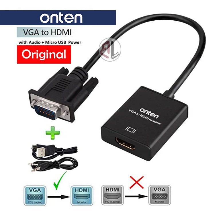 Original Onten VGA TO HDMI Adapter With Audio Model OTN5138S Shopee