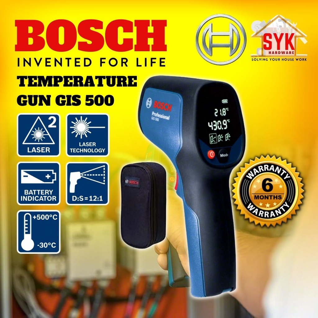 SYK Bosch GIS500 GIS 500 Digital Temperature Scanner Thermometer Infrared Gun Suhu Thermometer