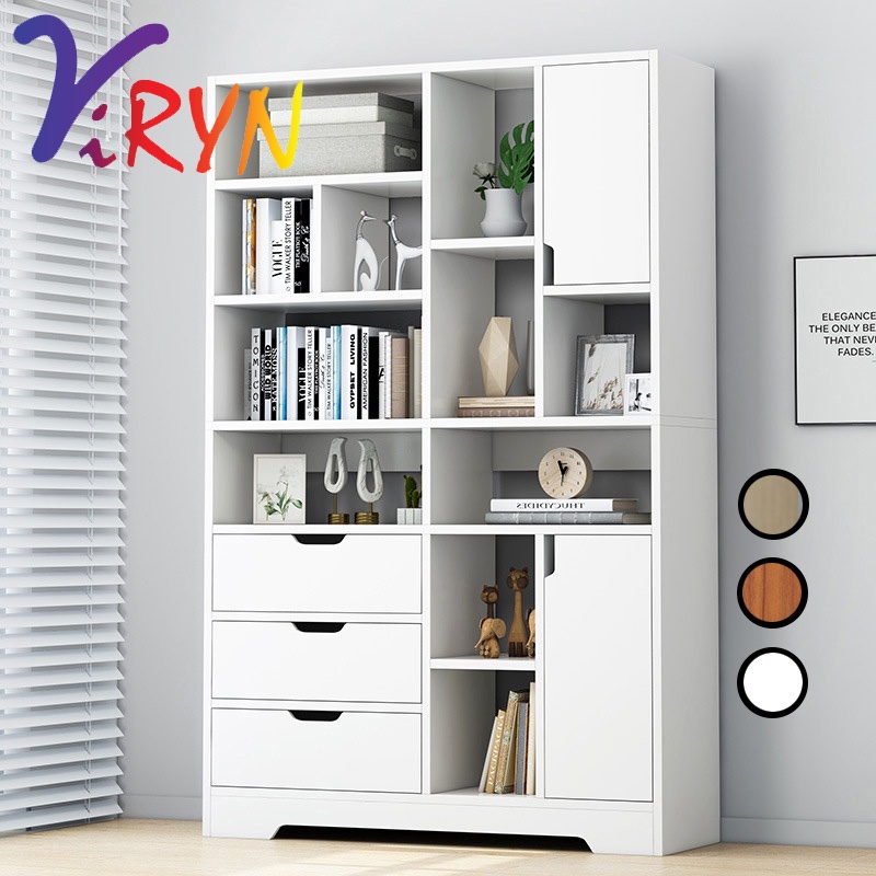 ViRYN Modern Storage Rack Big Capacity Wooden Living Room Bookshelf ...