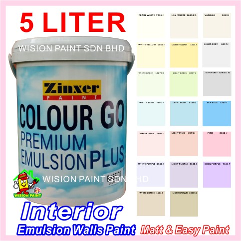 ZINXER PAINT ( 5 LITER ) COLOUR GO PREMIUM EMULSION PLUS ZINXER PAINT ...