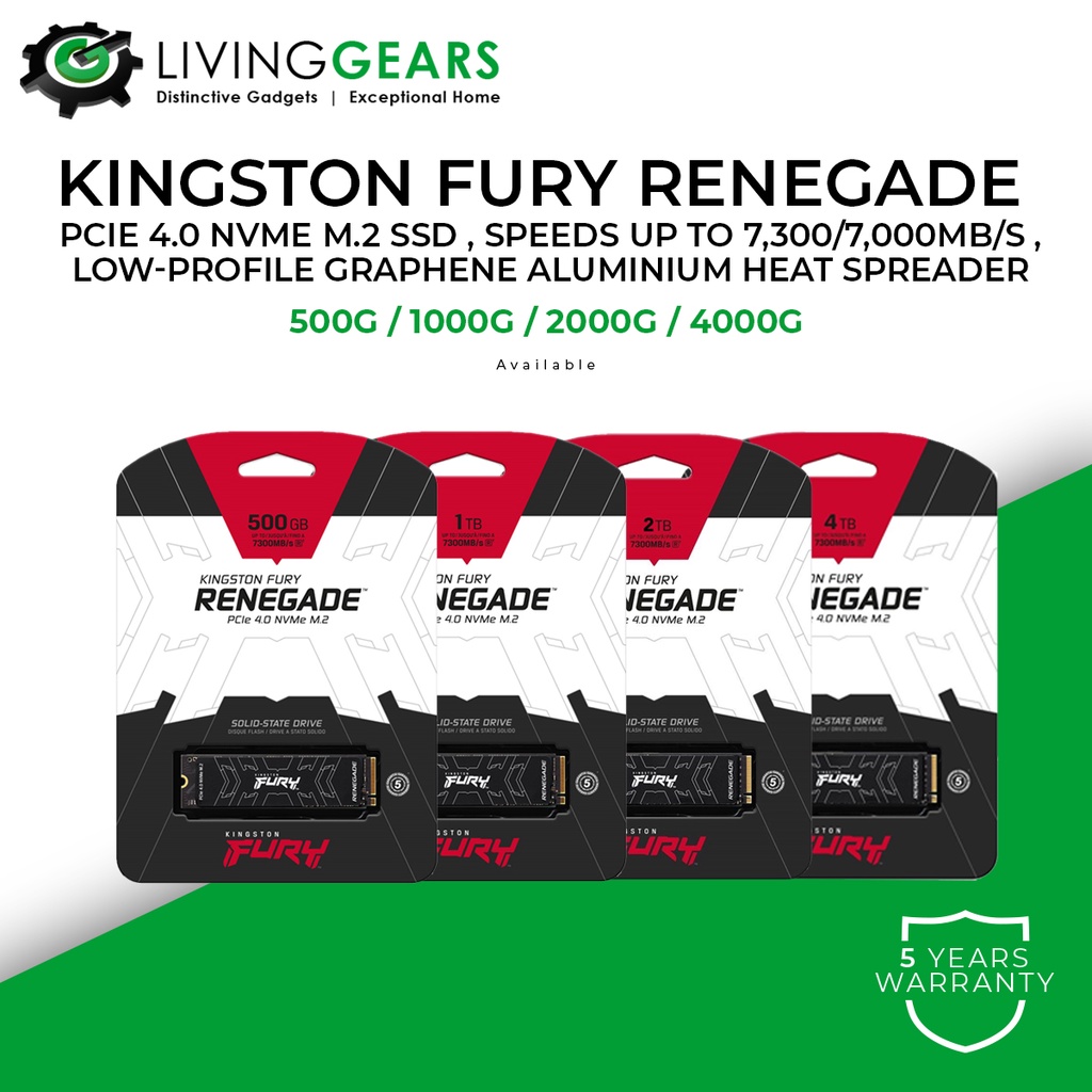 KINGSTON FURY Renegade PCIe 4.0 NVMe M.2 SSD(500GB/1TB/2TB) | Shopee ...