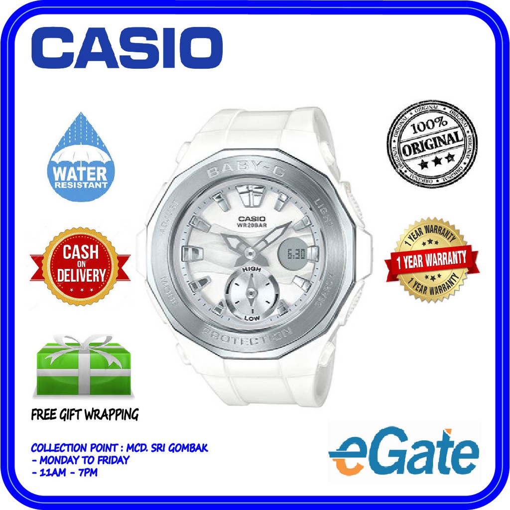 Casio BGA 220 7A Baby G Analog Digital Sporty Design White Resin Band Original Watch BGA 220 Shopee Malaysia