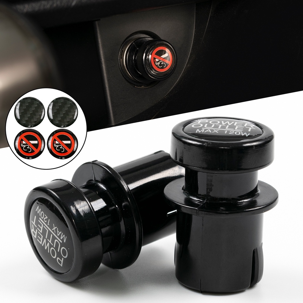 2PCS Universal Car Cigarette Lighter Plug Outlet Cover Cap Power Socket