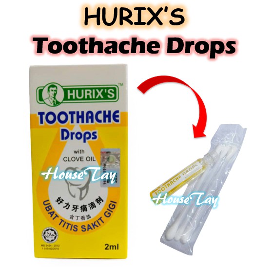 Hurixs Toothache Drops With Clove Oil 2ml 好力牙痛滴剂 Ubat Titis Sakit Gigi Shopee Malaysia