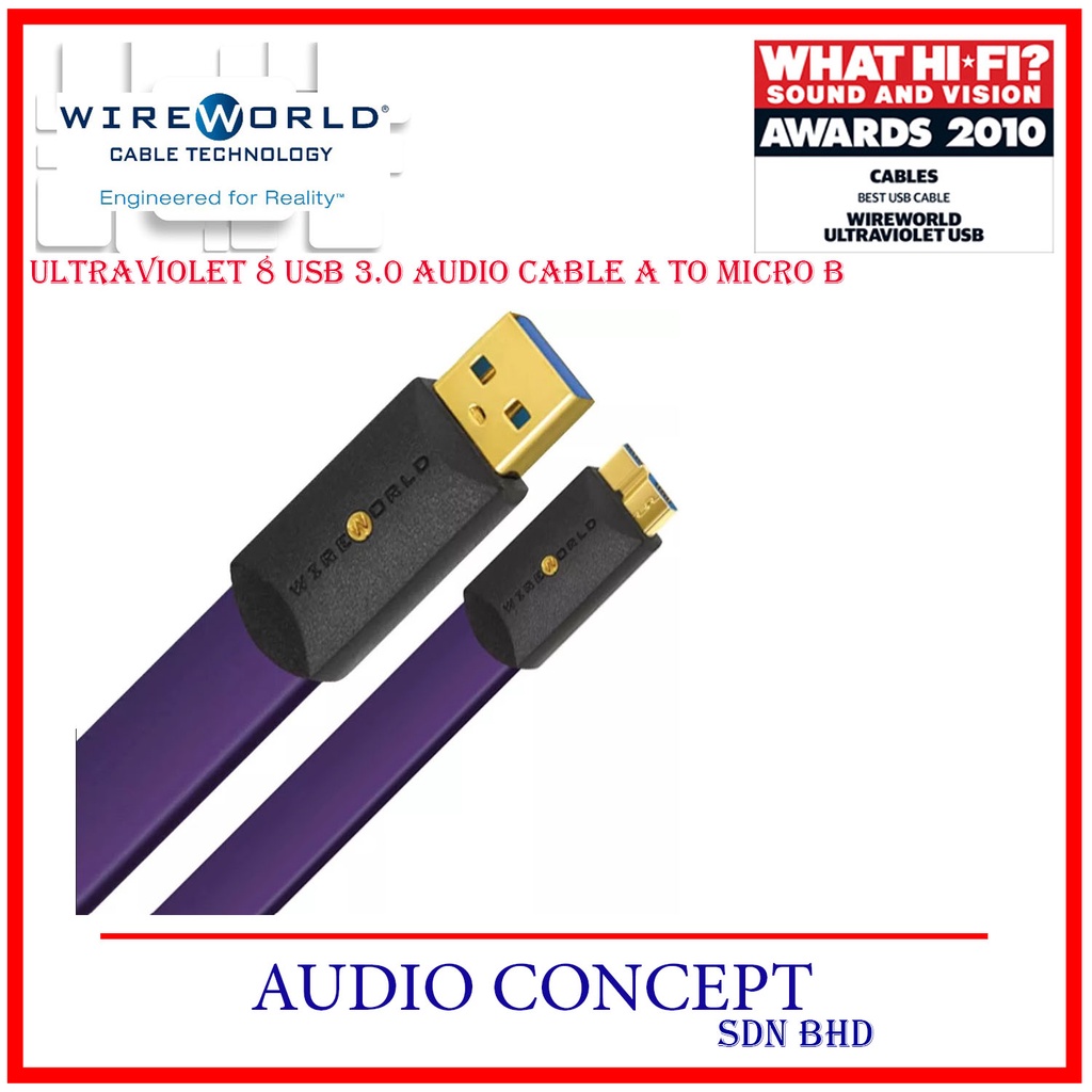 WireWorld Ultraviolet 8 USB 3.0 Audio Cable A to Micro B (0.6 Meter ...