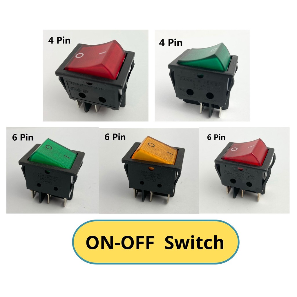 15A 250V 4 Pin/6 Pin On-Off Rocker Switch | Shopee Malaysia