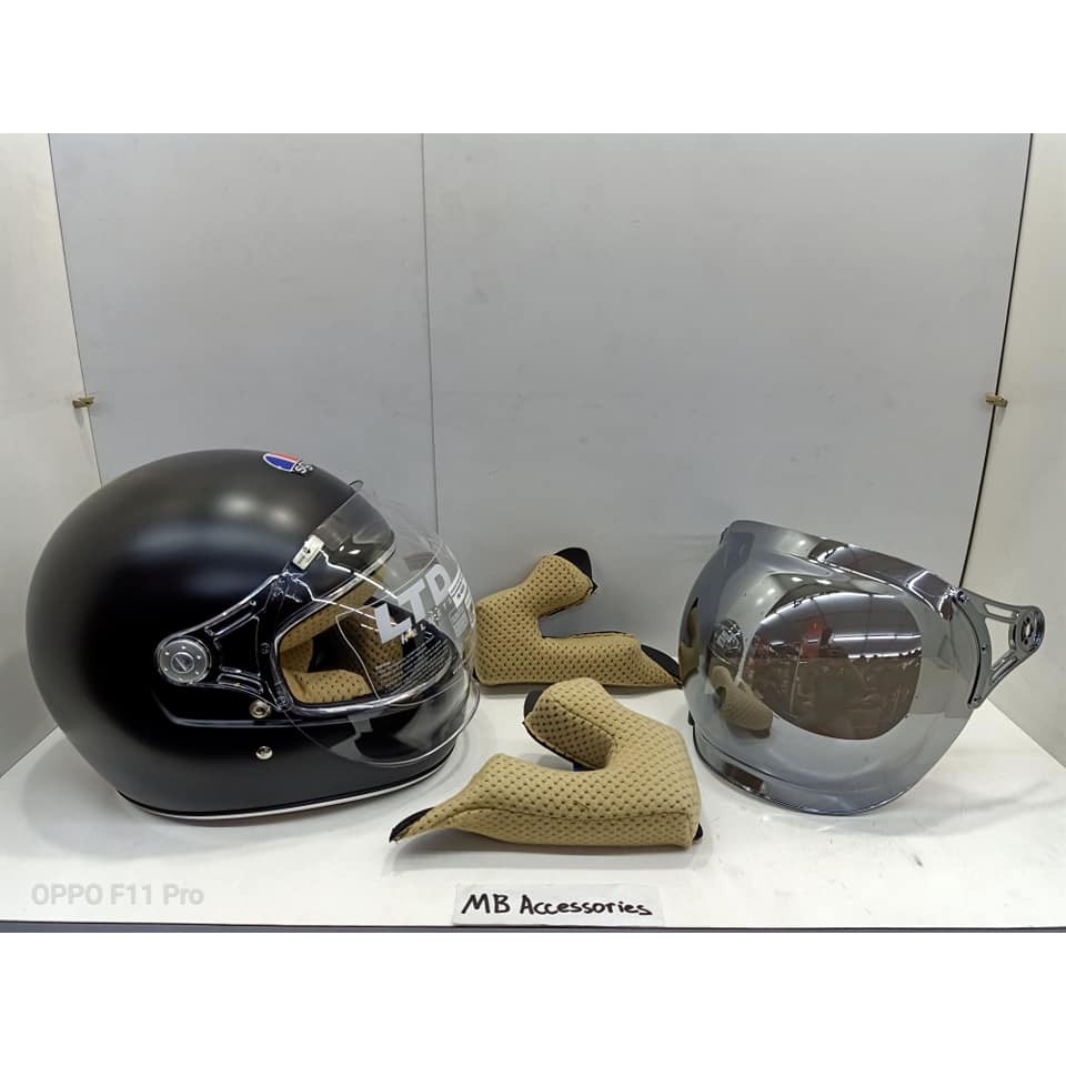 SGV RETRO BUBBLE VISOR FULL FACE HELMET COME WITH EXTRA VISOR AND
