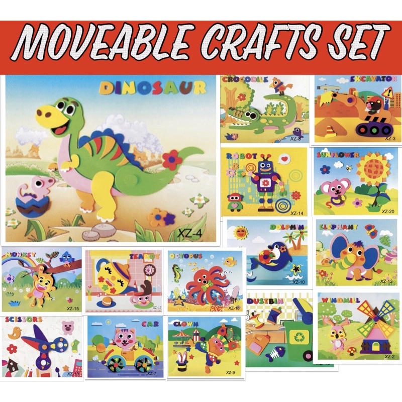 【5in1】Rotating Preschool DIY 3D Eva Foam Art Craft Kits Foam Sticker ...