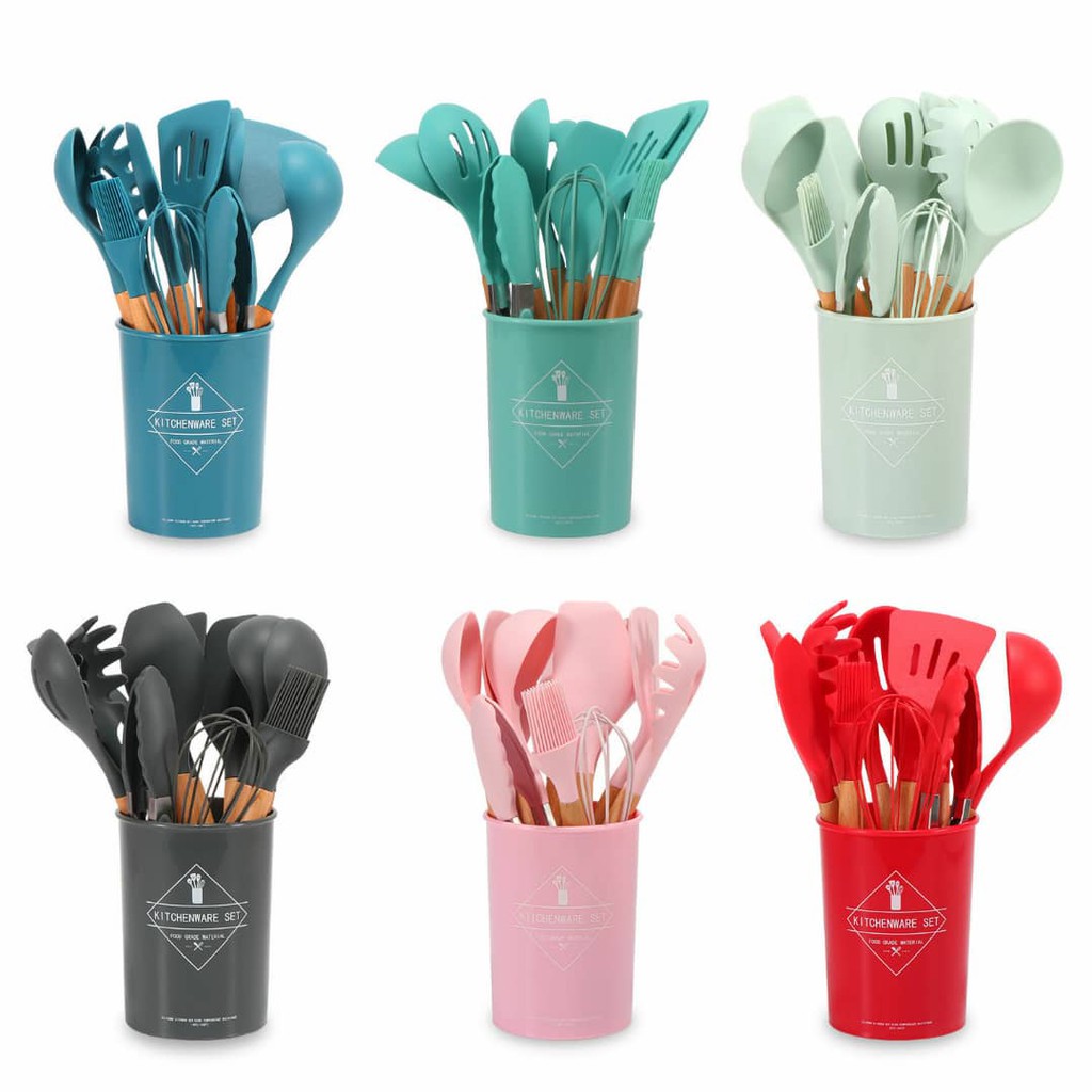 offer Utensils Set Senduk 12pcs Silicone Kitchen Tool Set spoon sudu ...