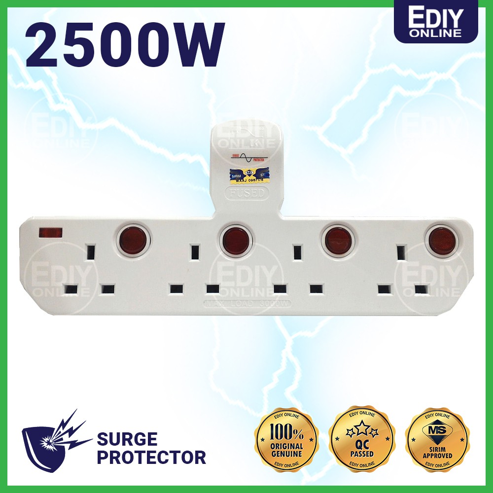 Power Adaport Adaptor Adapter Sirim T-Adaport 4 Outlet Socket Soket ...