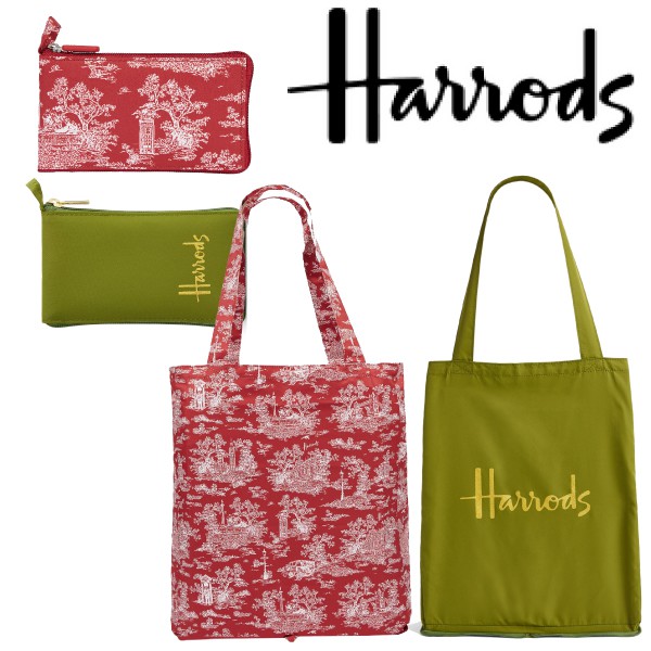 Harrods London Foldaway Pocket Shopper Bag Ready Stock Original