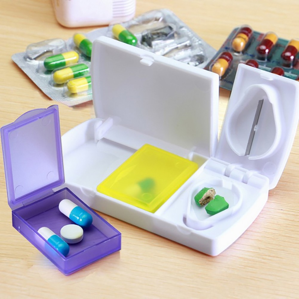 (P49)Cut Pills Medicine Box Cutter Pill Case Cutting Environmental Pressure Device With Plastic