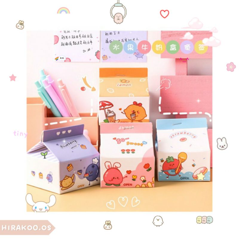 [hirakoo.os] Sticky Note/Memo Pad/Memo Note Shape Milk Box Memo Pad ...