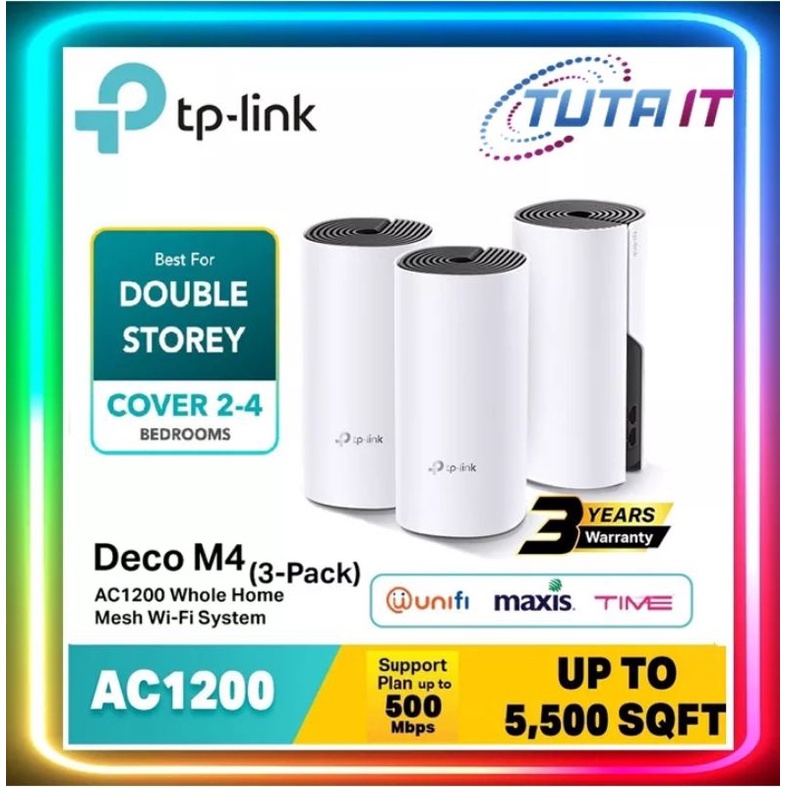 TP-Link Deco M4(3-pack) AC1200 Whole Home Mesh Wi-Fi System | Shopee ...