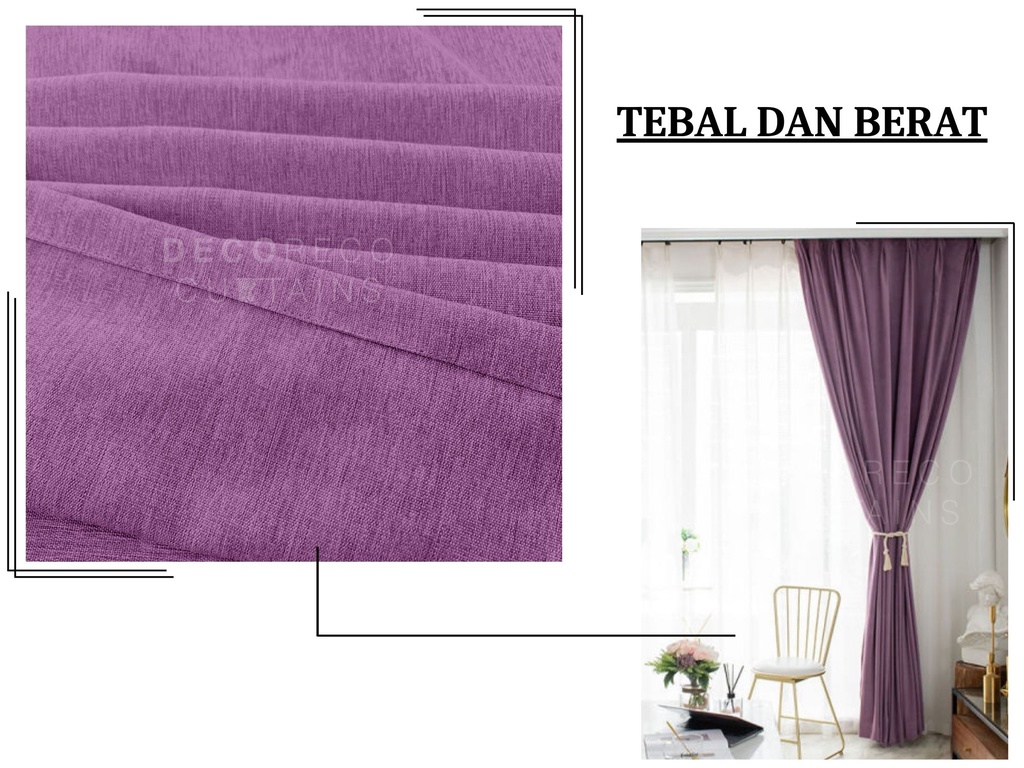 Ramadan Deals |COTTON LINEN | Tahan Lasak Langsir Murah Warna Lavender ...