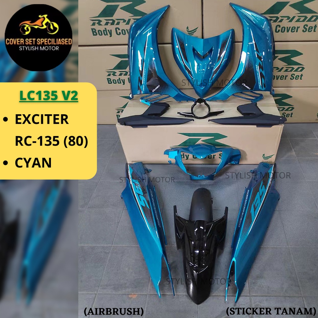 LC135 V2 4S 5S ES EXCITER RC135 (80) CYAN COVER SET (STICKER TANAM