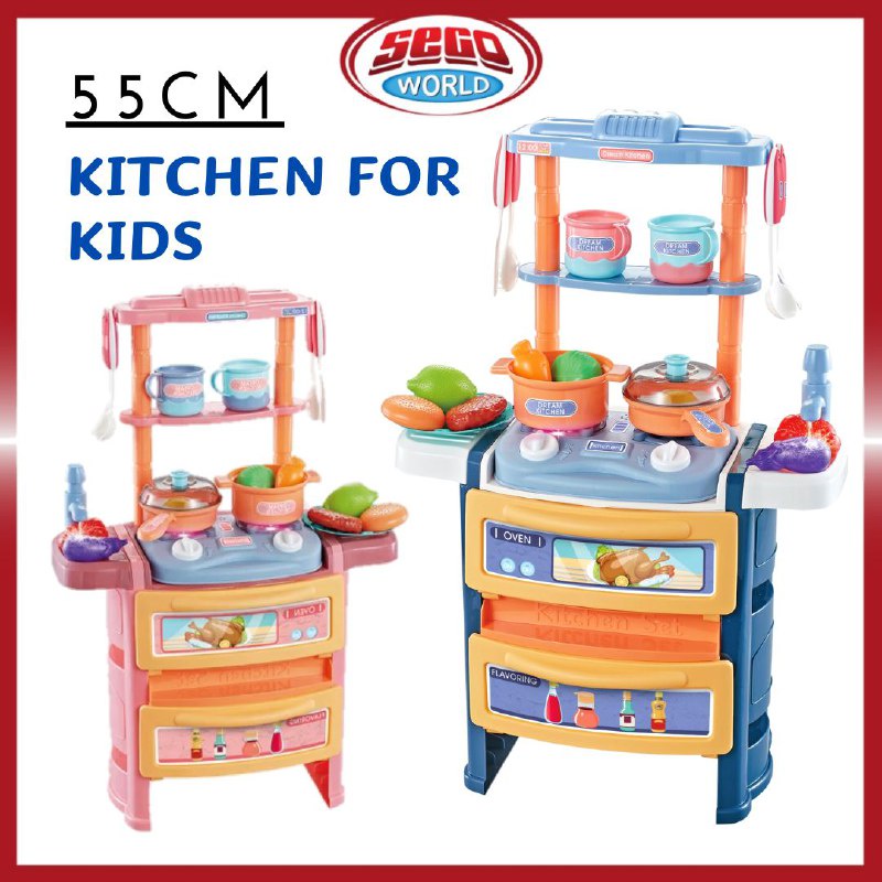 Kitchen Kids Pretend Playset with water sink Toys Mainan Pura-pura ...