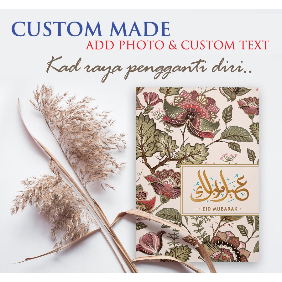 10pcs Kad Raya CUSTOM Made insert your content & photo Luxury Selamat ...