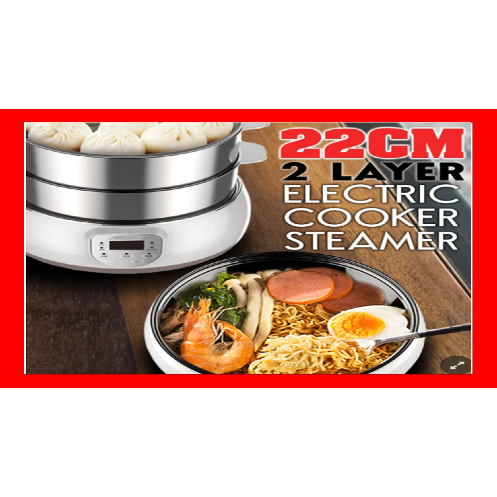 22CM - Multifunction 2 Layer Electric Cooker & Steamer | Shopee Malaysia