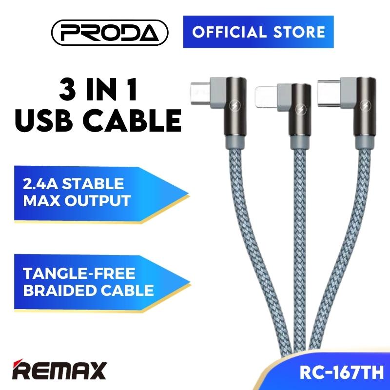 REMAX Cable 3 In 1 Cable L Shape Cable Type C Cable 3 In 1 USB Cable Ip ...