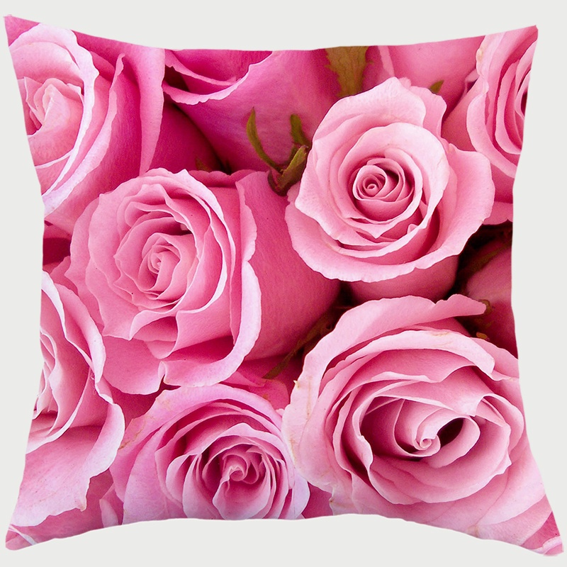 Sofa Cushion Pillow Cover Romantic Valentine Day Heart Red Rose Flower