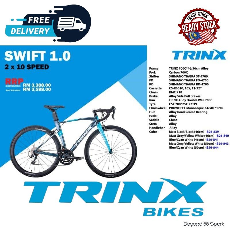 TRINX BICYCLE SWIFT 1.0 ROAD BIKE ROADBIKE 700C Free Shipping Harga Price Nego Shopee Malaysia