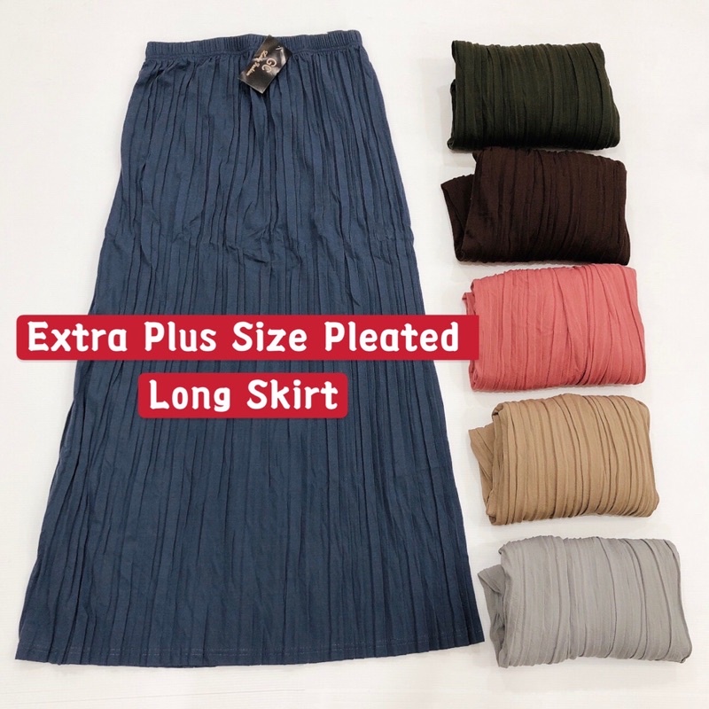 3188 5XL Extra Plus Size Pleated Long Skirt Skirt Labuh A Line Plus Size Pleated Skirt Pleated Skirt Skirt Palas Shopee Malaysia