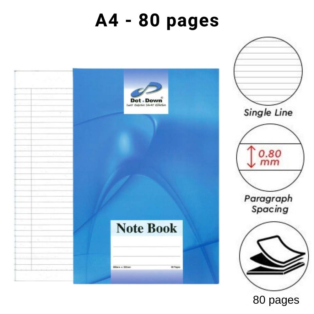 [1 book] A4 80 Pages Dot Down Soft Card Cover Single Line Exercise Book ...