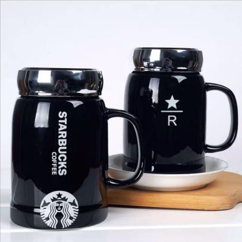 Starbucks Ceramic Coffee Mugs With Glass Mirror Lids Coffee Tea Cup Lid Hot  Cold Drinks Cup Starbucks Coffee Teaspoon | Shopee Malaysia