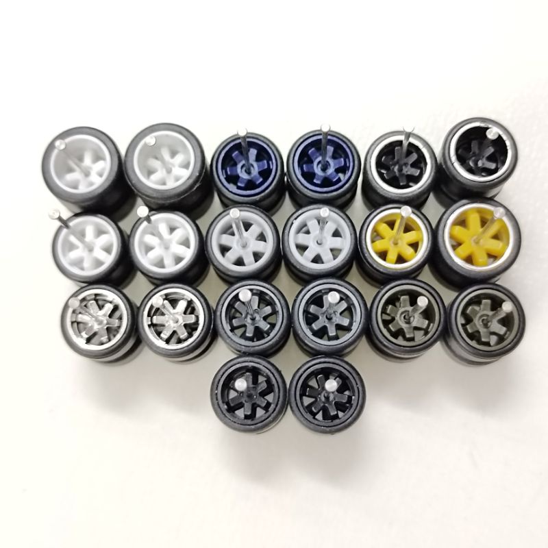 Tayar Getah Rubber Wheels Rims TE 37 TE37 Mix Axle Black Blue Green ...