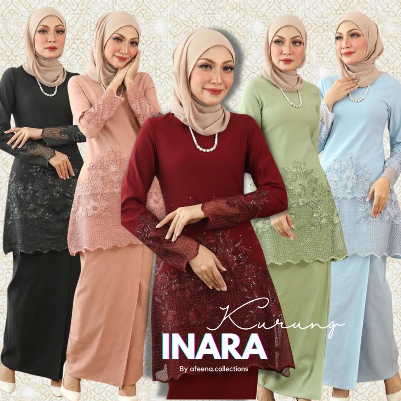 INARA KURUNG PAHANG BAJU TUNANG NIKAH SANDING KENDURI BRIDESMAID MAROON ...