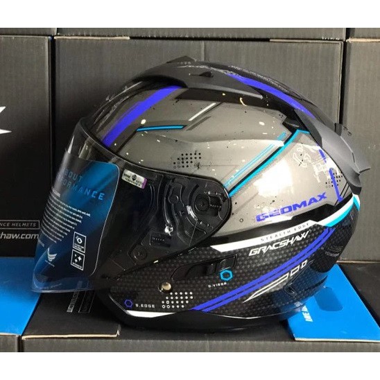 Gracshaw Geomax Enforcer Blue (Open face with double visor helmet) Shopee Malaysia