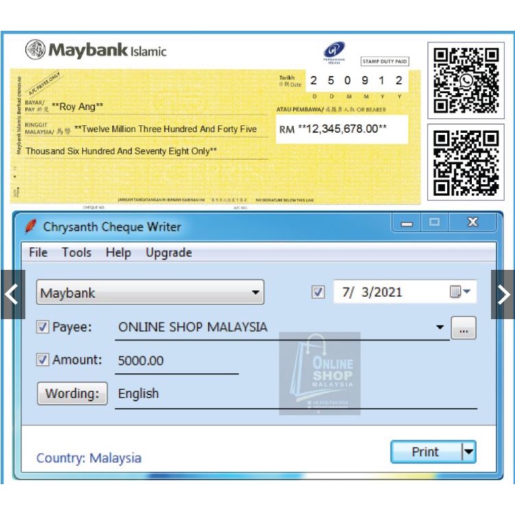 CHEQUE WRITER SOFTWARE_Malaysian Version (CD FORMAT) | Shopee Malaysia