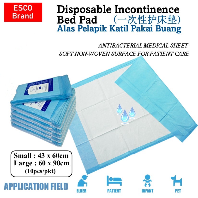ESCO INCONTINENCE BED PAD 10'S (43CM X 60CM / 60CM X 90CM) / ALAS ...
