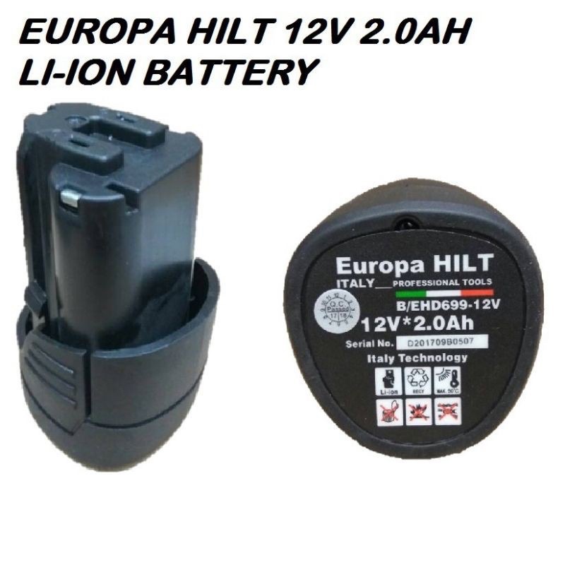 EUROPA HILT 12V 2.0AH LITHIUM ION RECHARGEABLE BATTERY FOR EUROPA HILT ...