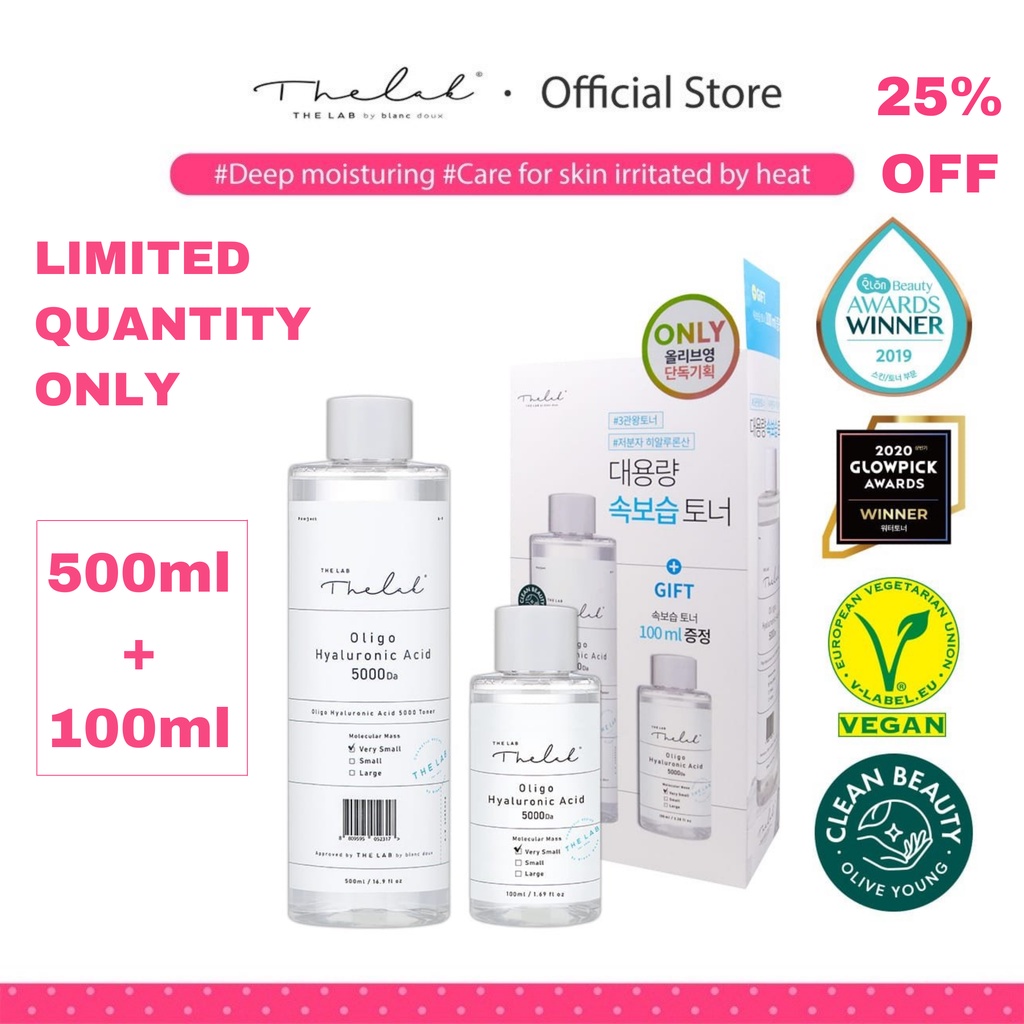 FREE GIFTS The Lab Oligo Hyaluronic Acid 5000 Toner 500ml + 100 ml Set ...