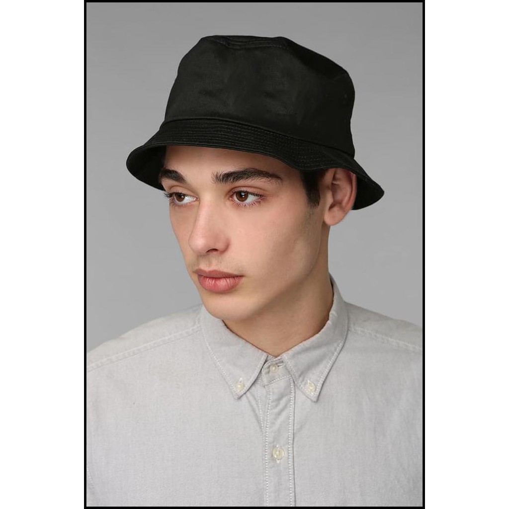 Exclusive Plain Black Bucket Hat Distro Double Material Back And Forth ...