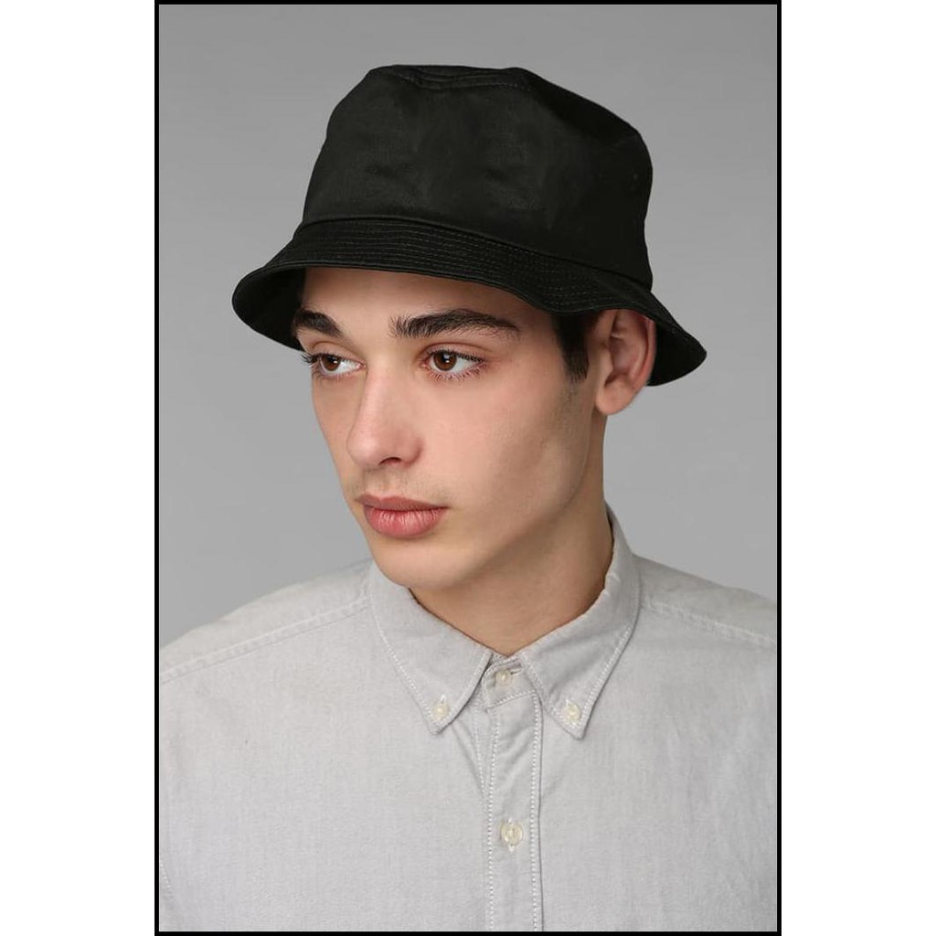Exclusive Plain Black Bucket Hat Distro Double Material Back And Forth