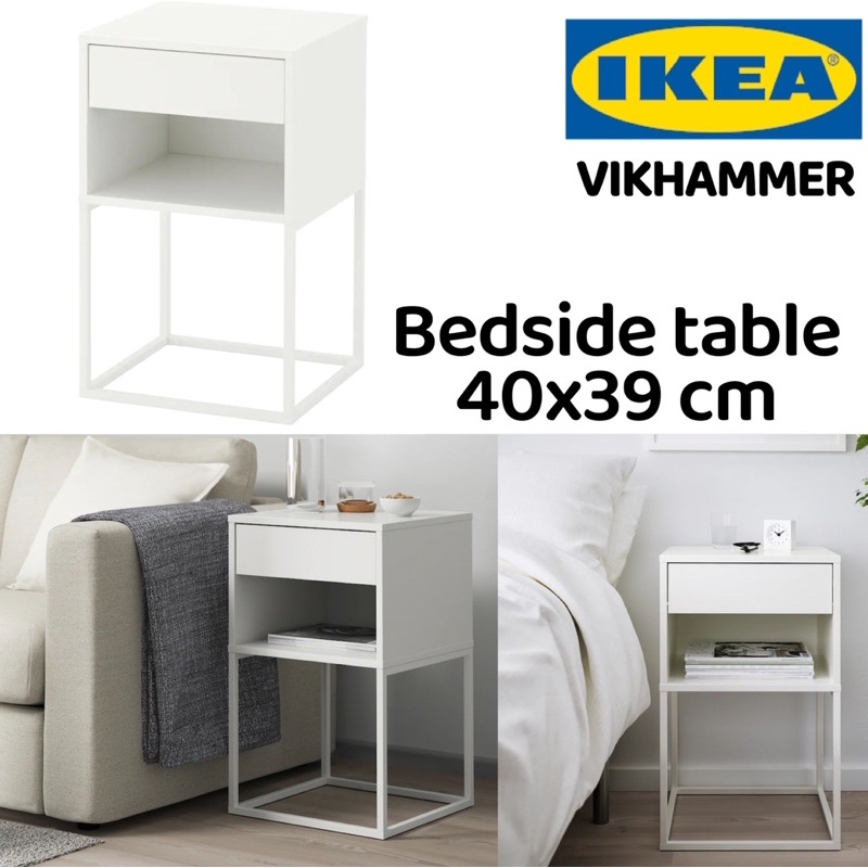 IKEA VIKHAMMER Bedside table, white40x39 Shopee Malaysia