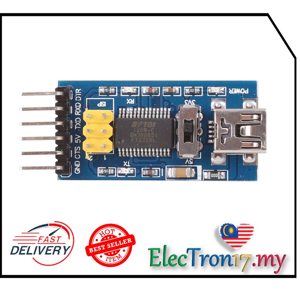 Ftdi Ft R Usb Ttl Serial Adapter Converter Breakout Module Programmer Shopee Malaysia