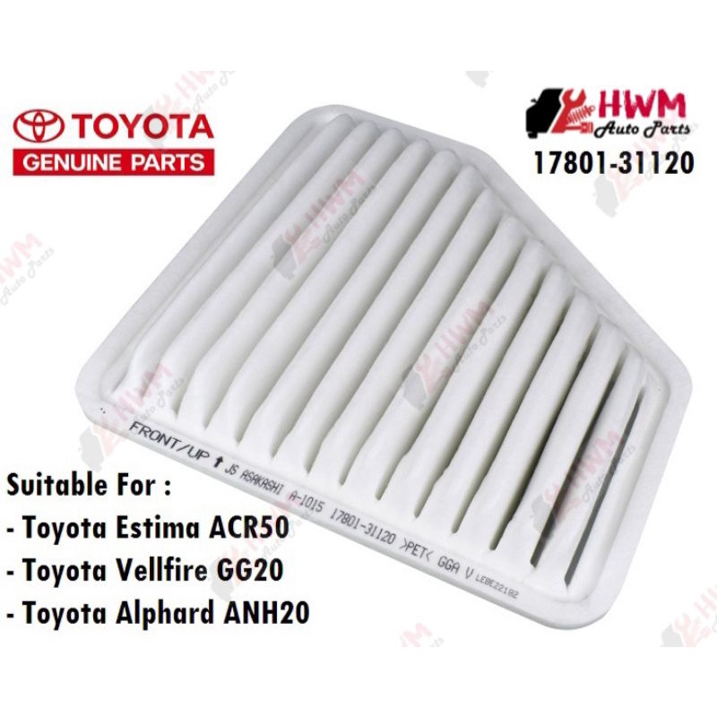 Air Filter Toyota Estima ACR50 Vellfire GGH20 Alphard ANH20 (17801 ...
