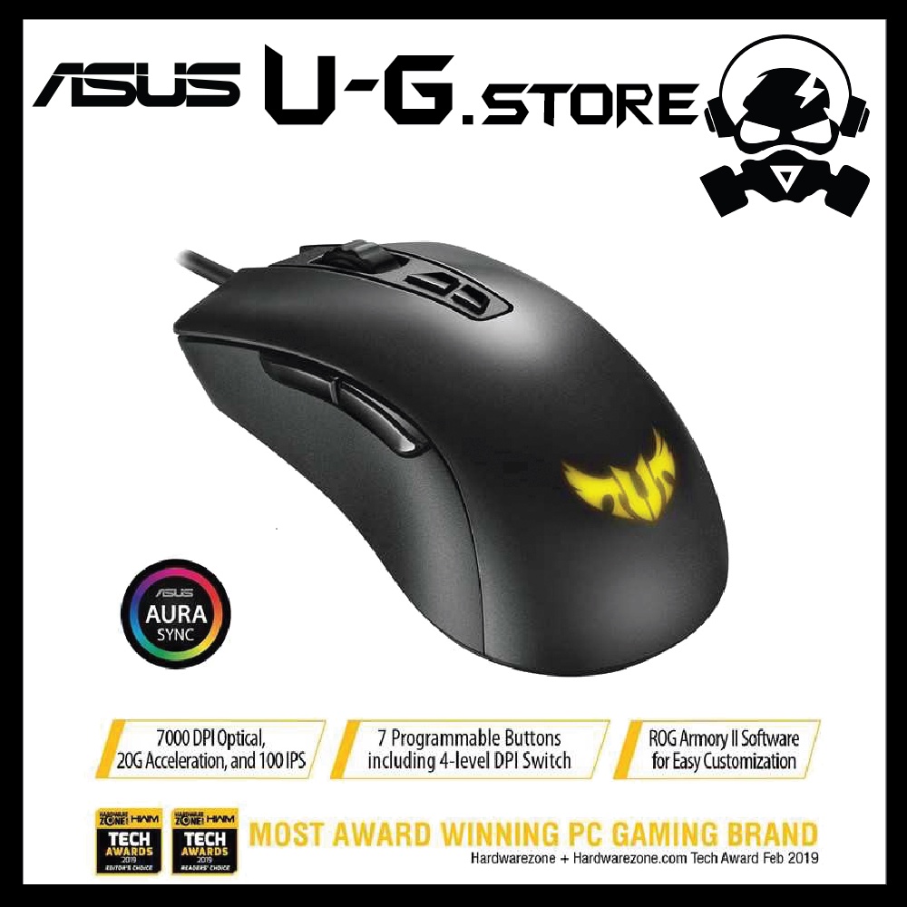 Asus TUF mouse gaming m3 ergonomic wired RGB with 7000dpi sensor, lightweight build, durable
