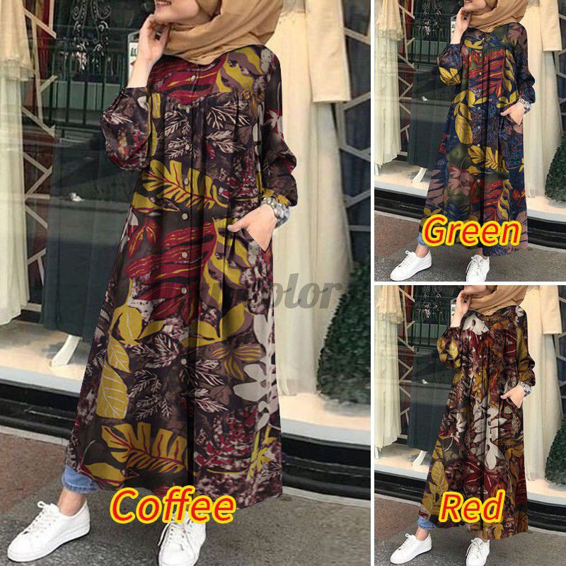 HIJABISTA STYLES 🇲🇾 Jubah Corak Daun Printed Design Jubah Muslimah ...