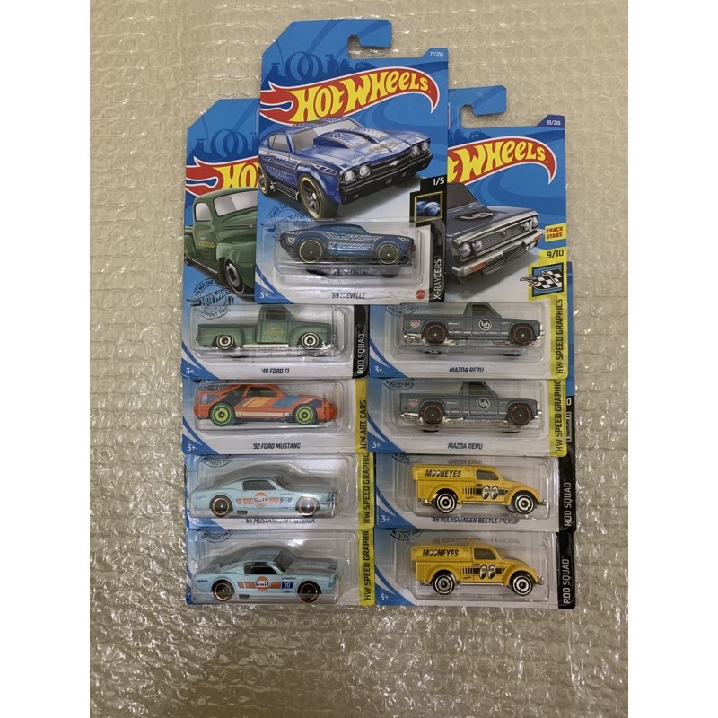Lot 10 Hot Wheels Old American Cars – 1/64 – Dodge, Chevy, Cadillac, Pontiac – Neufs