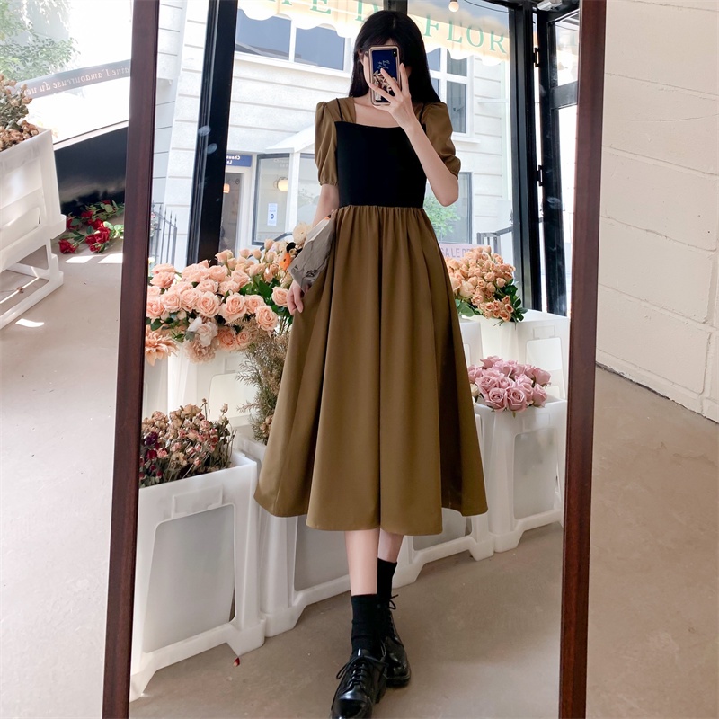 French Style High Sense Graceful Collar Striped Knitted Dress Women's 2025 Summer New Elegant Slimming Dress