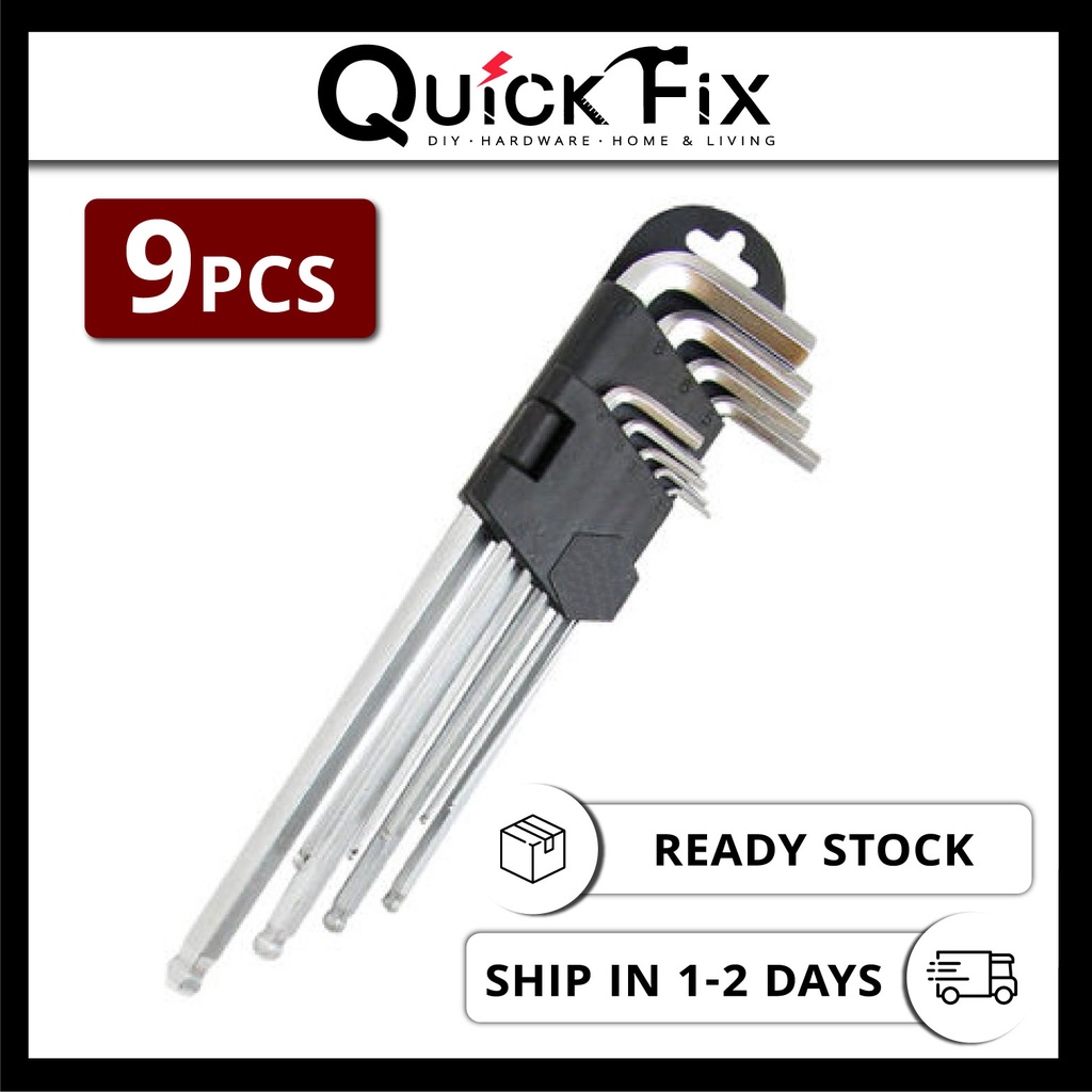 QuickFix Quality Ball Point Hex Allen Key Set 9pcs Wallet Wrench MM ...
